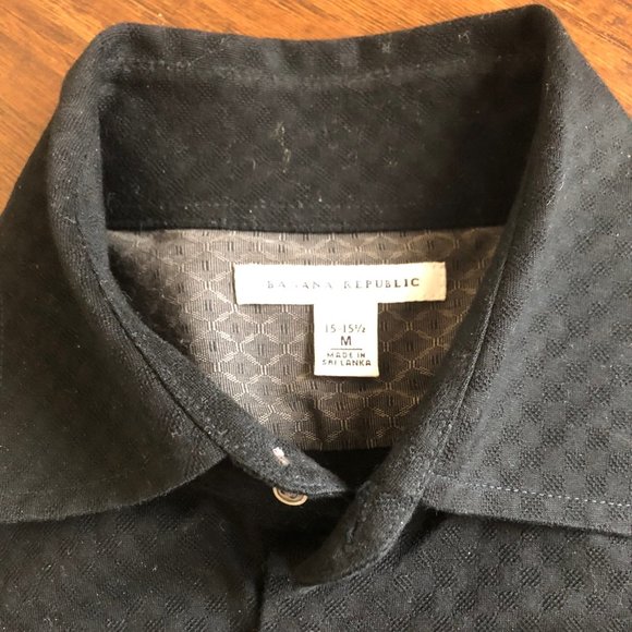 Banana Republic mens black knit dress shirt size M - Picture 2 of 7